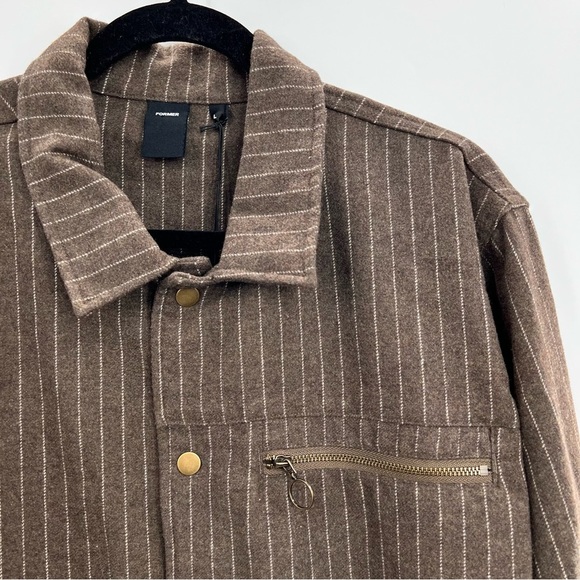 NWT Former Merchandise Harmony Long Sleeve Overshirt Jacket Striped Wool XL - Picture 8 of 13